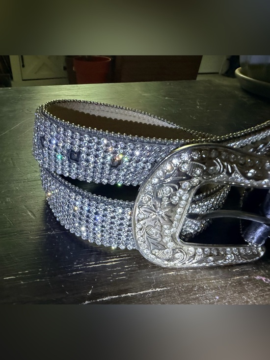 Accessories - Solid abs rhinestones diamond belt shimmers and gleem western bling belt large